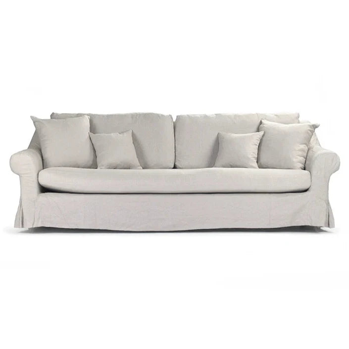 Natural Linen Cabriole Arm Sofa Front