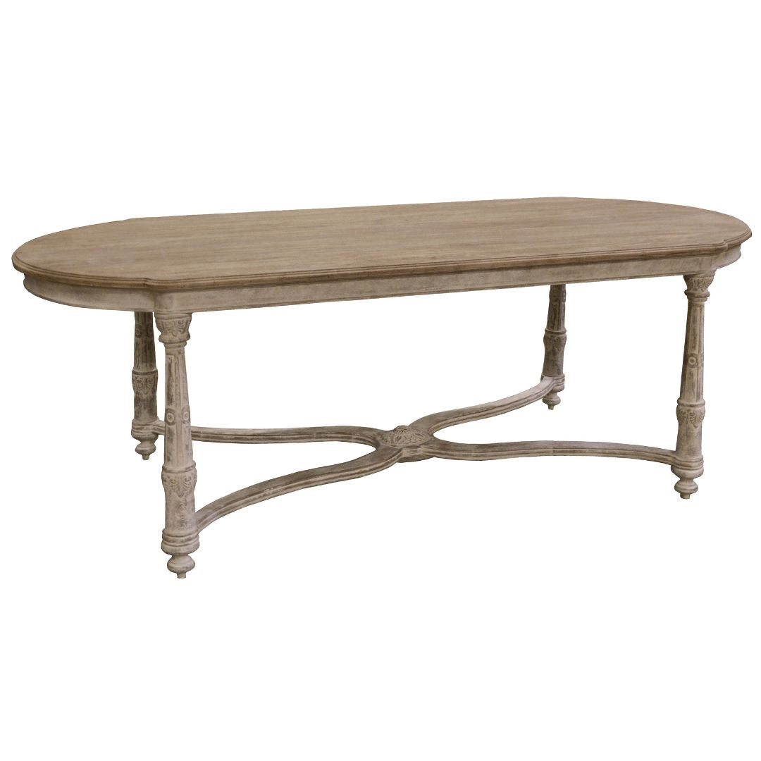 Wood Top Oval French Trestle Table