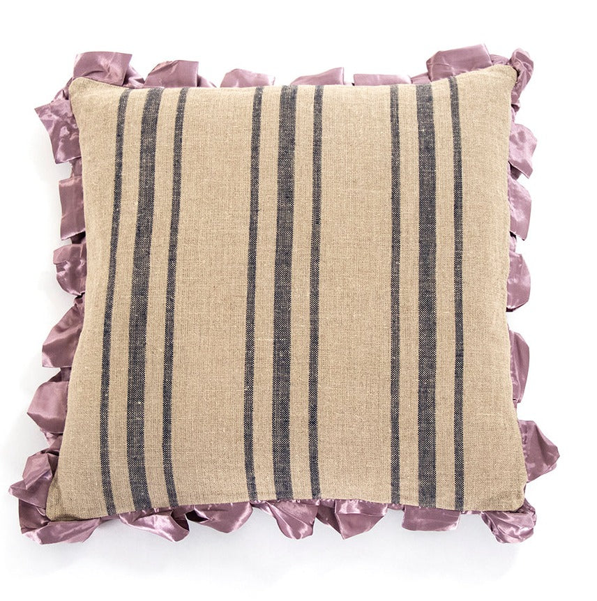 Lavender Striped Skirted Pillow