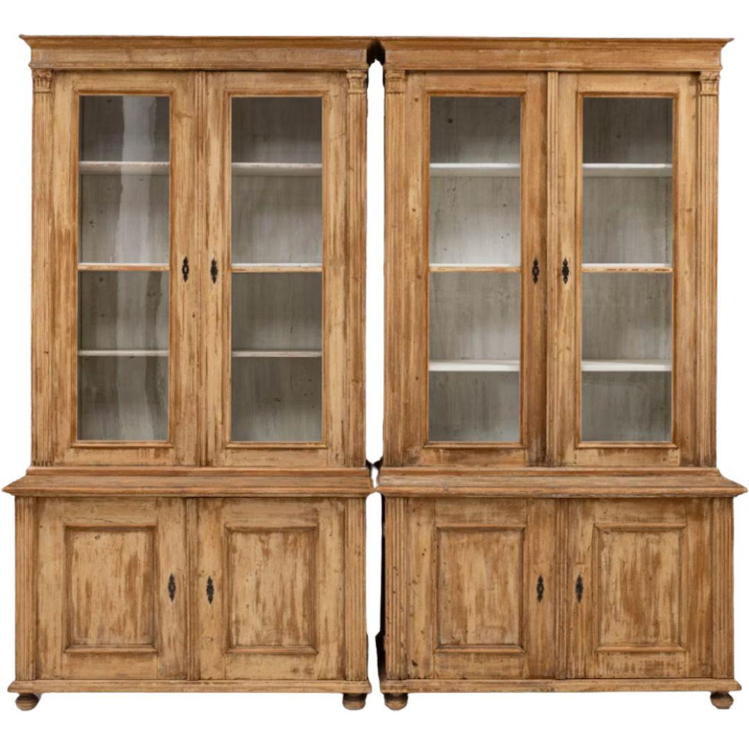 Rustic European Glass front Display Cabinets - Pair Circa 1870