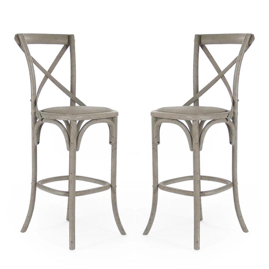 Birch Wood Cross Back Bar and Counter Stool