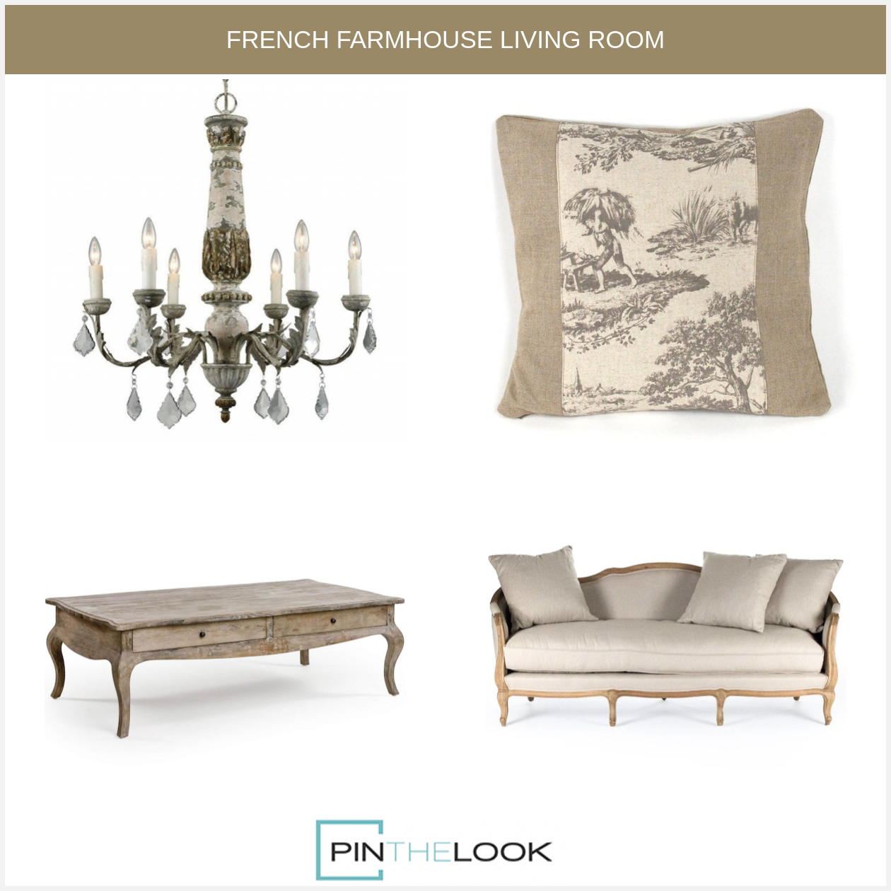 French Toile and Burlap Pillow