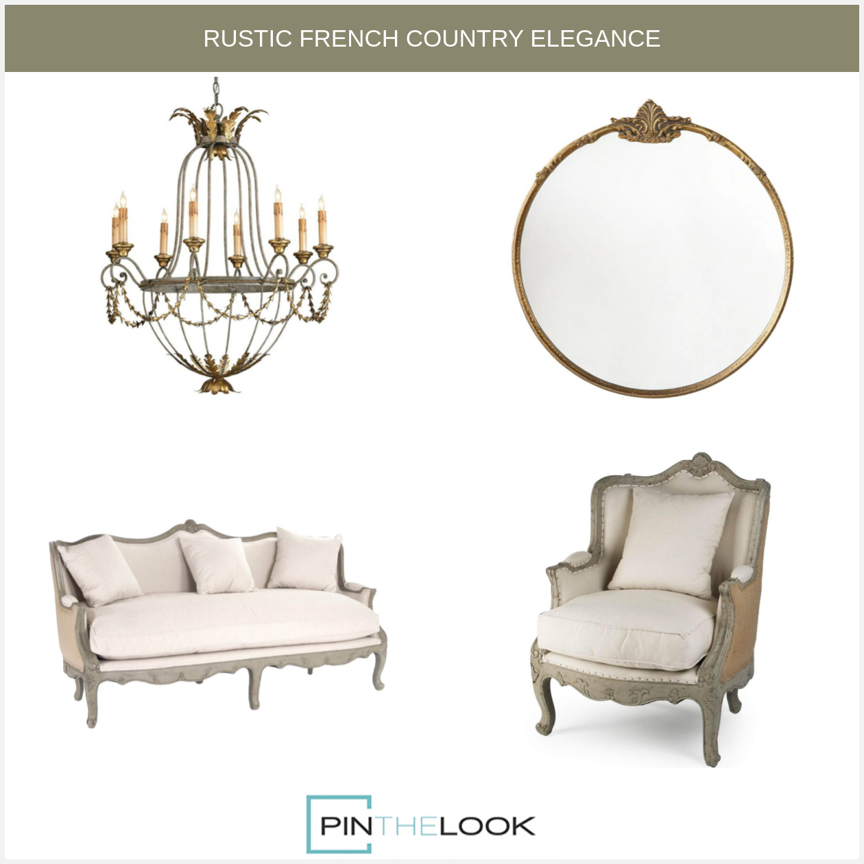 Gilded French Round Accent Mirror