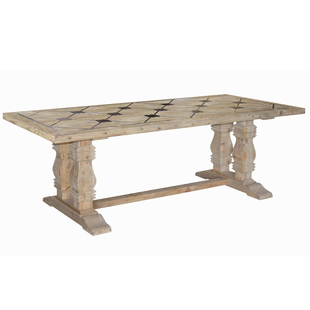 Bluestone Checkered Double Pedestal Dining Table