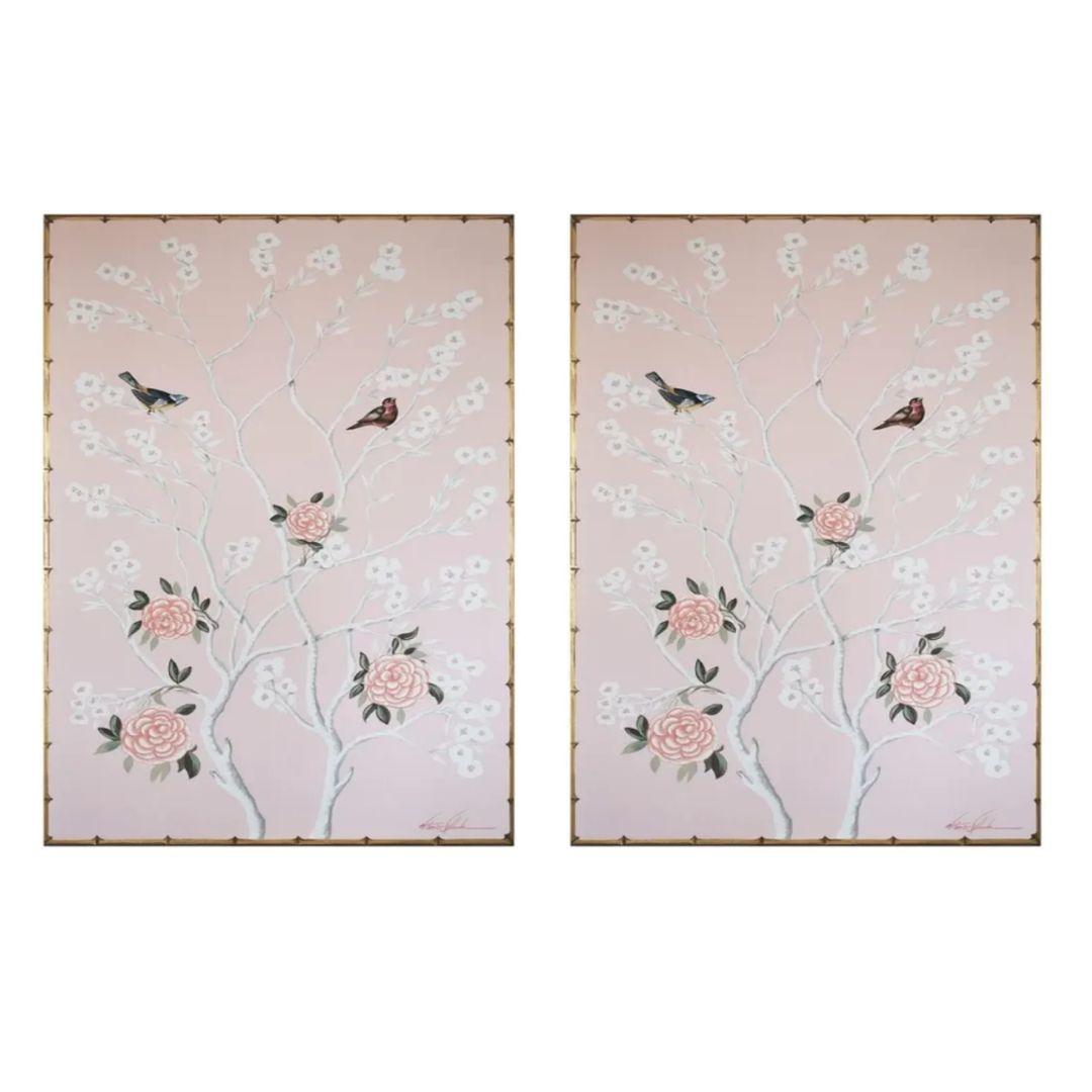 Pink Faux Bamboo Wall Art