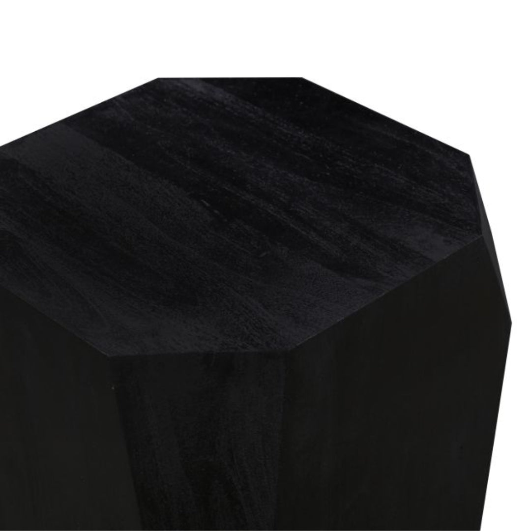 Geometric Distressed Black Accent Table