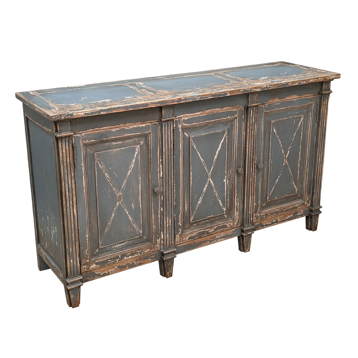 Rustic Dusty Blue Wood Sideboard