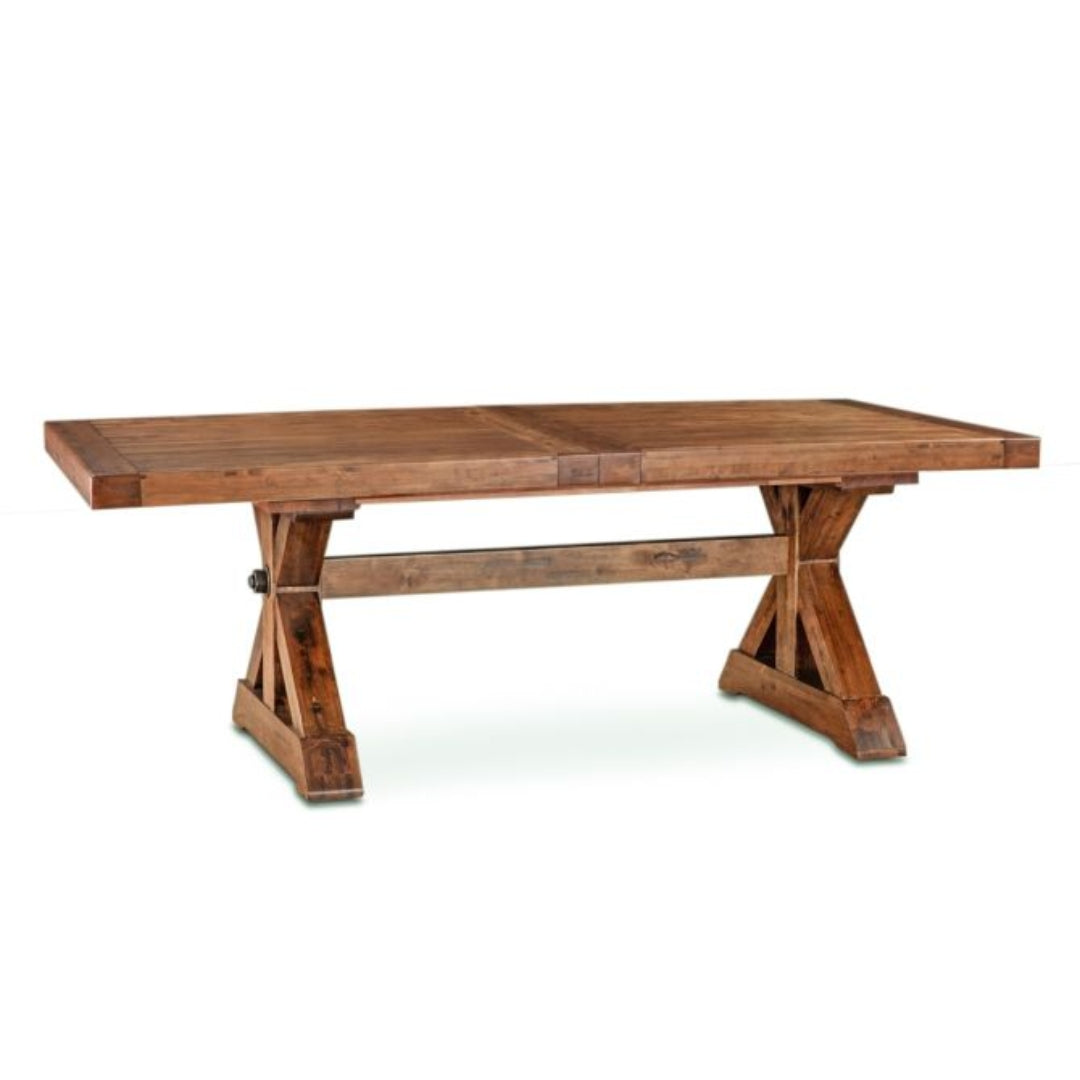 Rustic Extendable Cross Base Dining Table