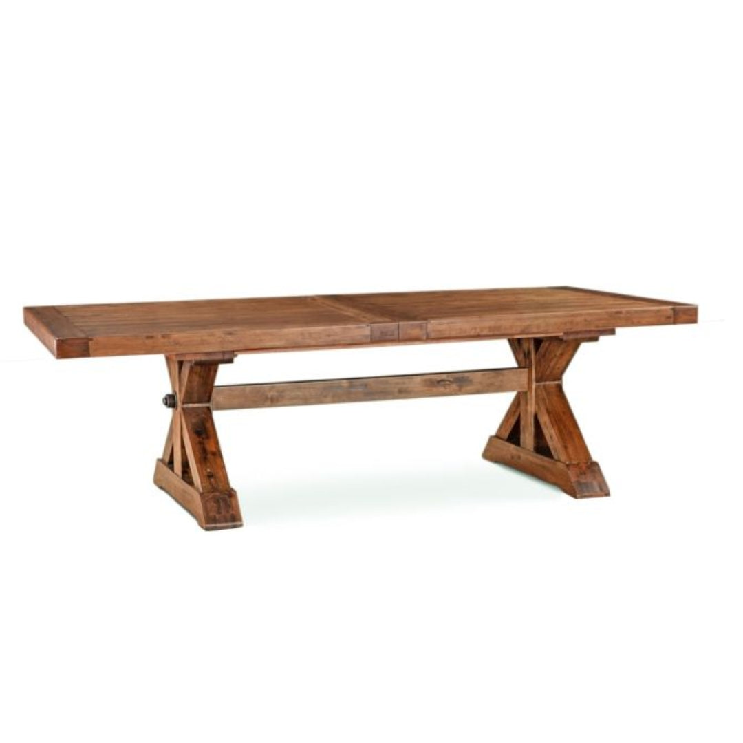 Rustic Extendable Cross Base Dining Table