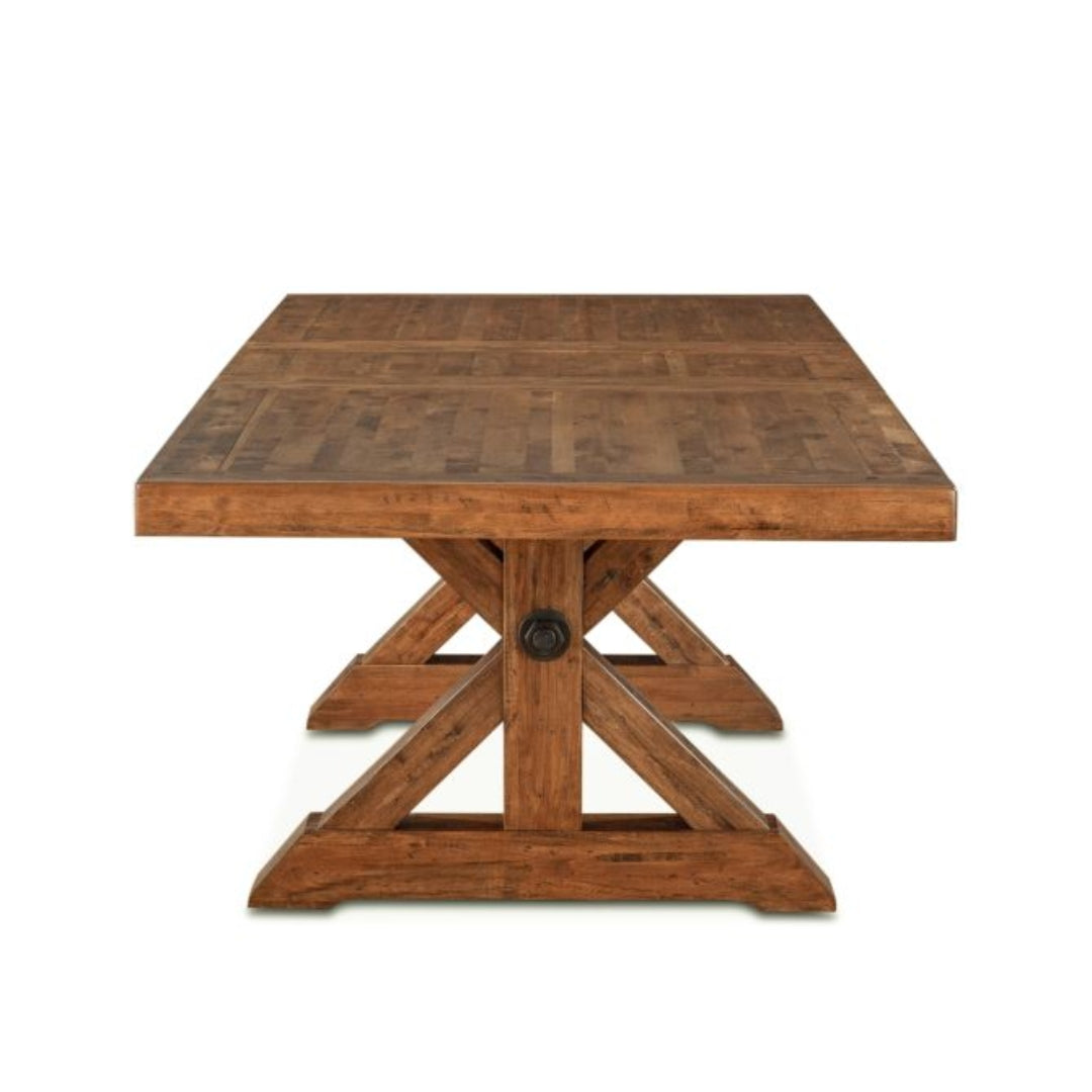 Rustic Extendable Cross Base Dining Table