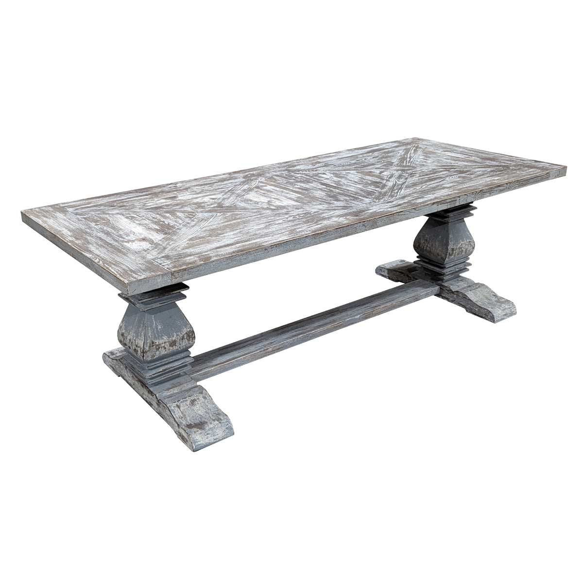 Rustic Weathered Blue Wood Dining Table