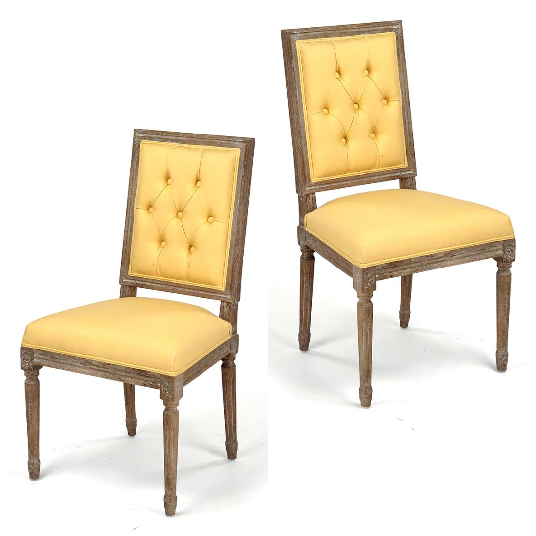 Upholstered French Country Yellow Side Chair