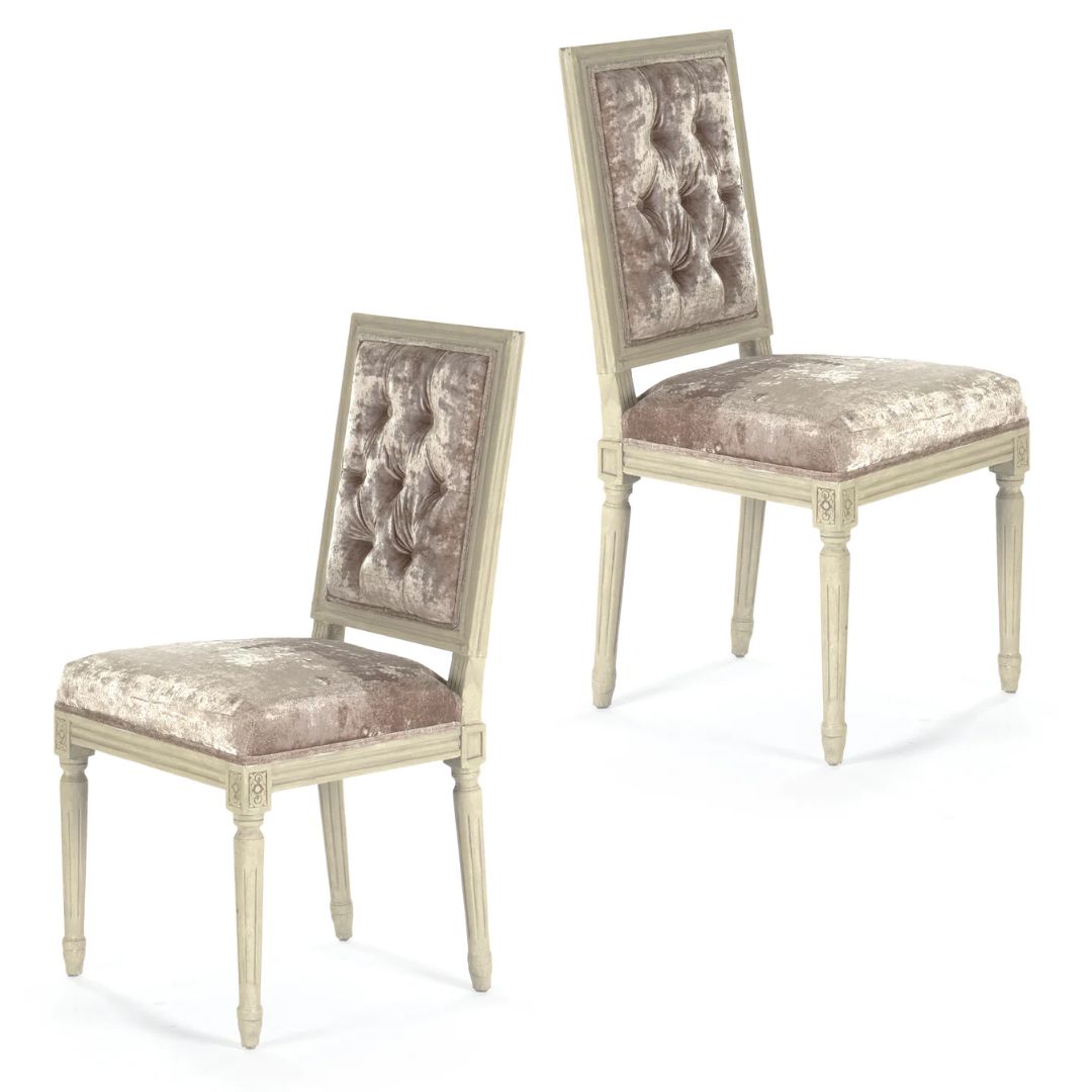 Upholstered Vintage French Velvet Side Chair