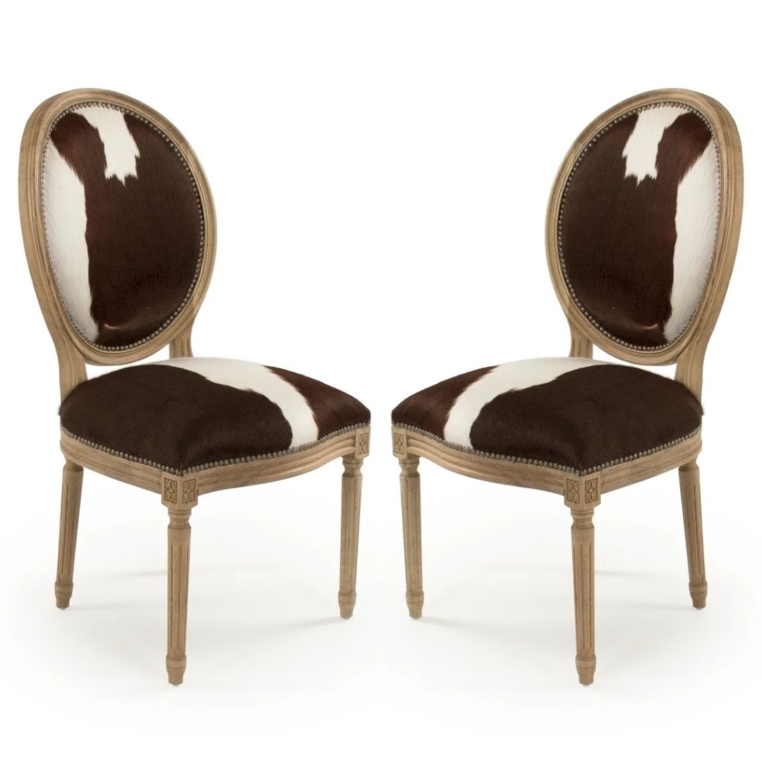 Brazilian Cowhide Brown Dining Chairs