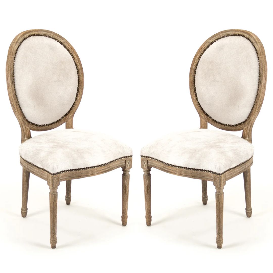 Brazilian Cowhide White Dining Chairs