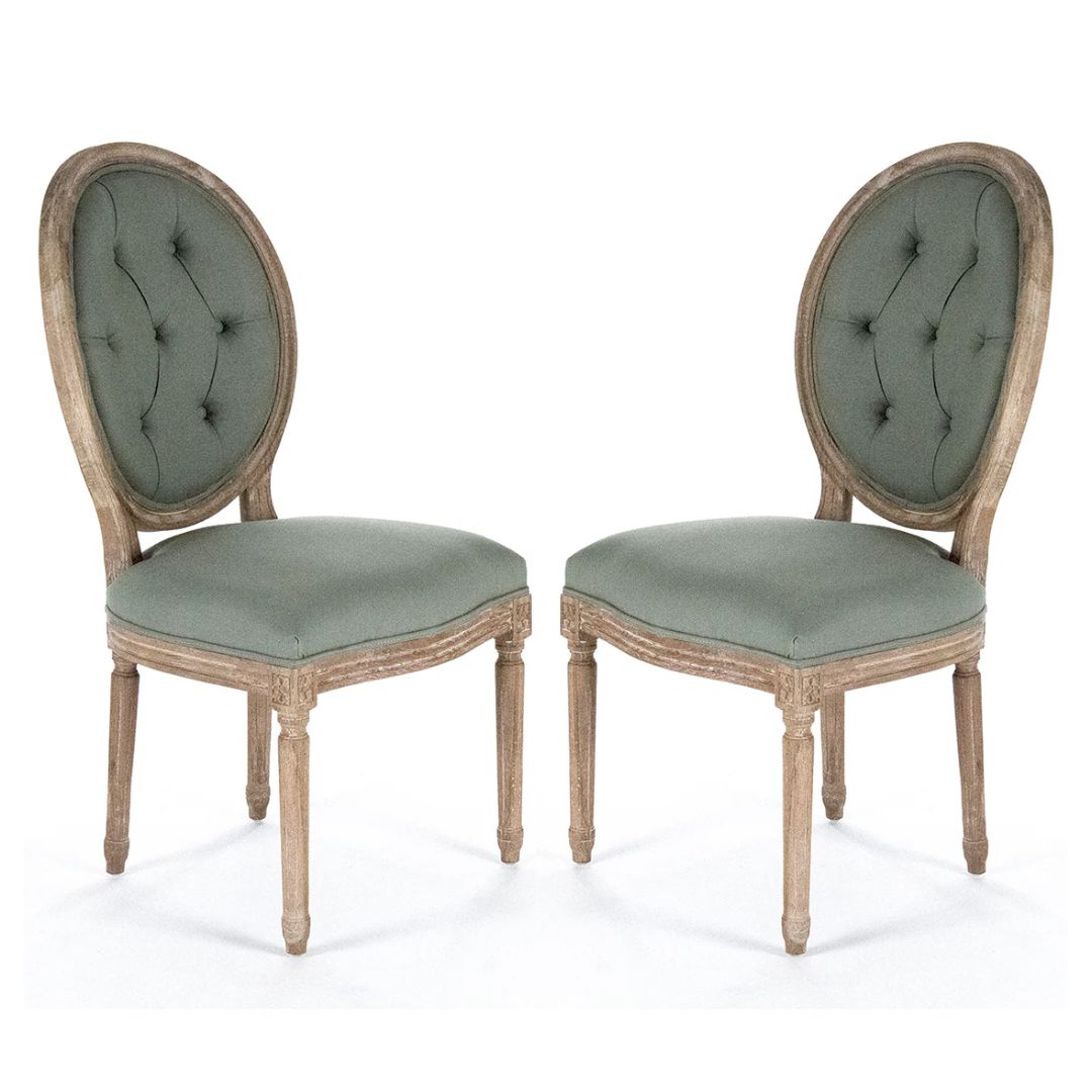 Sage Tufted Round Back Dining Side Chairs