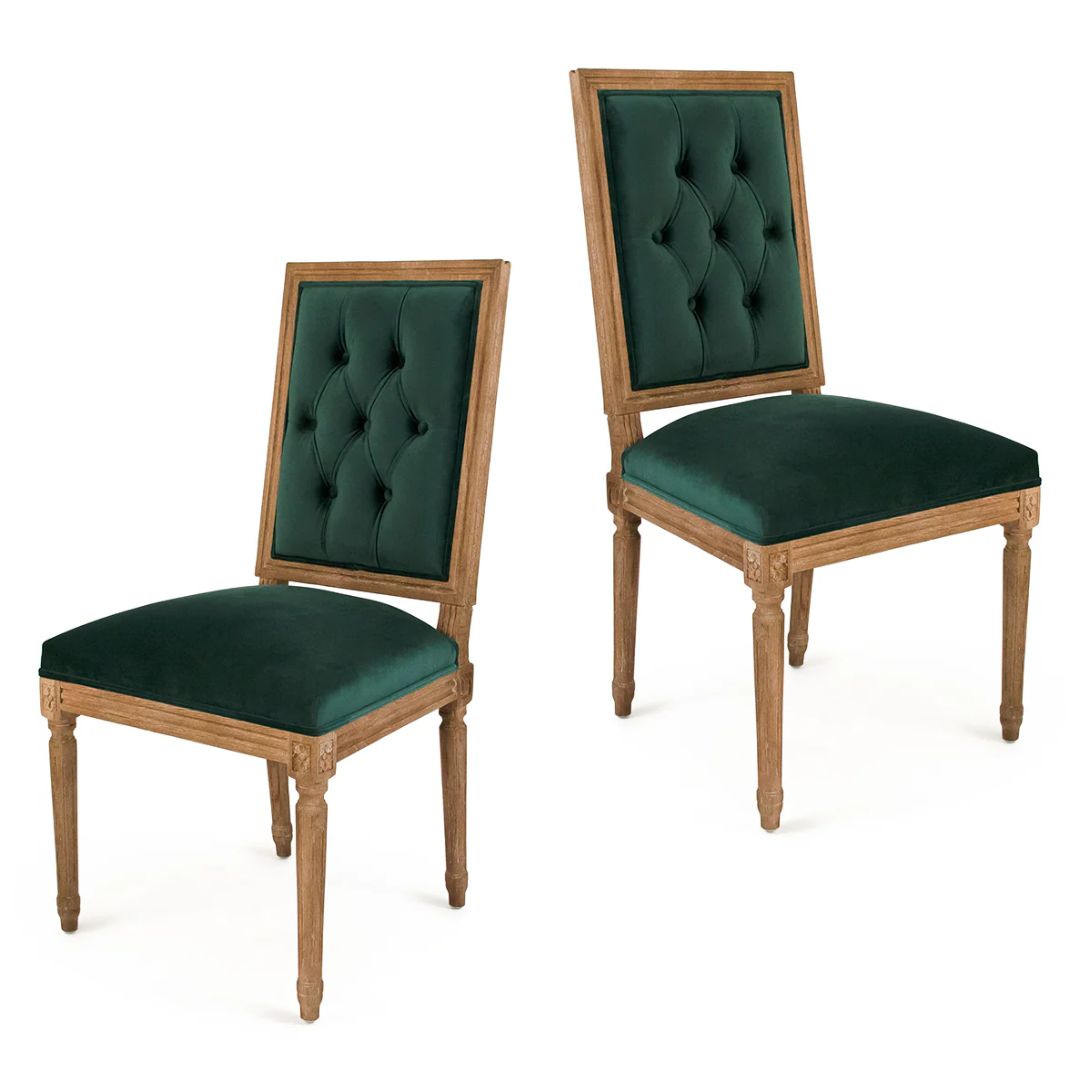 Tufted Green Velvet Side Chair