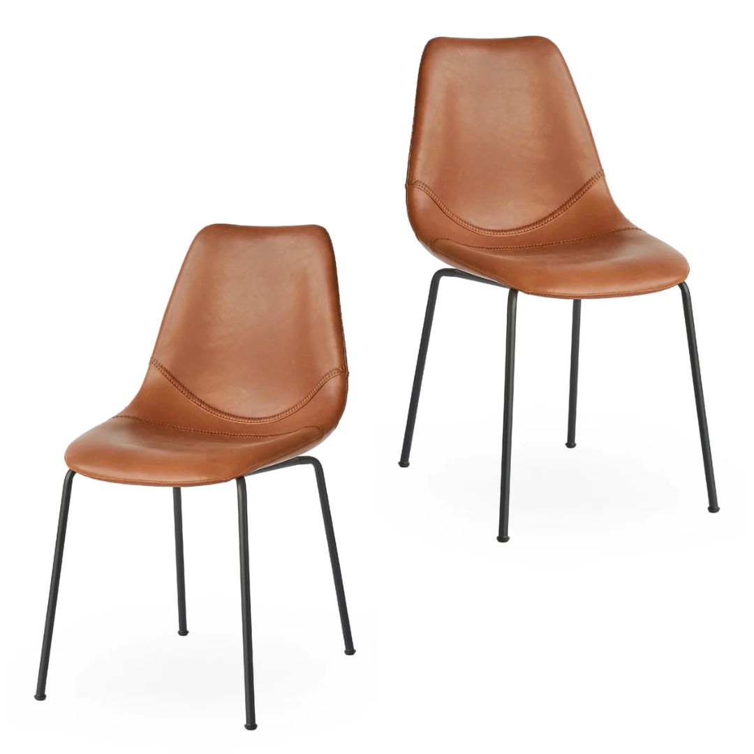 Upholstered Leather Side Chairs - Set of 2