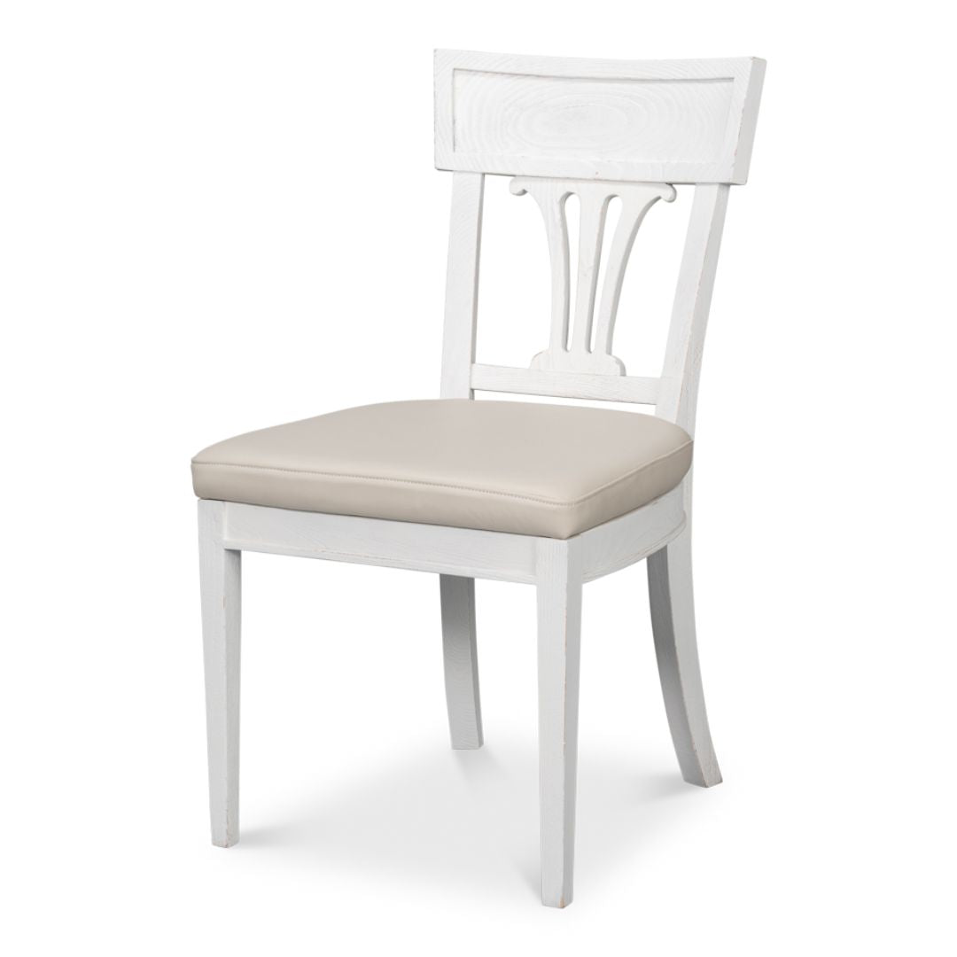 White Harp Back Dining Chair