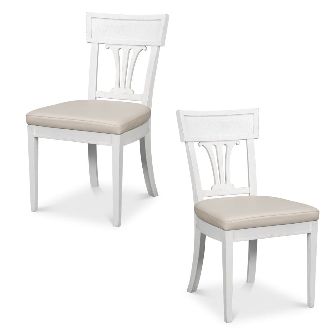 White Harp Back Dining Chair