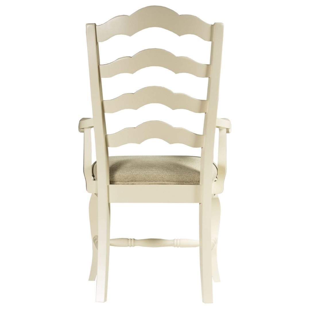 French Country Upholstered Ladder Back Dining Armchair