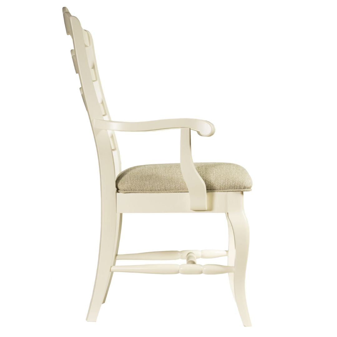 French Country Upholstered Ladder Back Dining Armchair