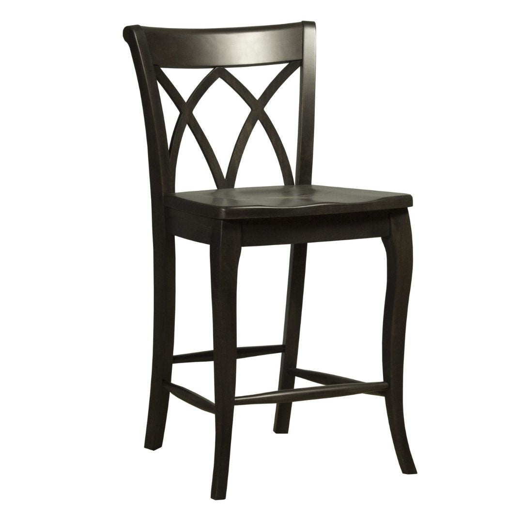 Double X Back Solid Wood Counter Stool