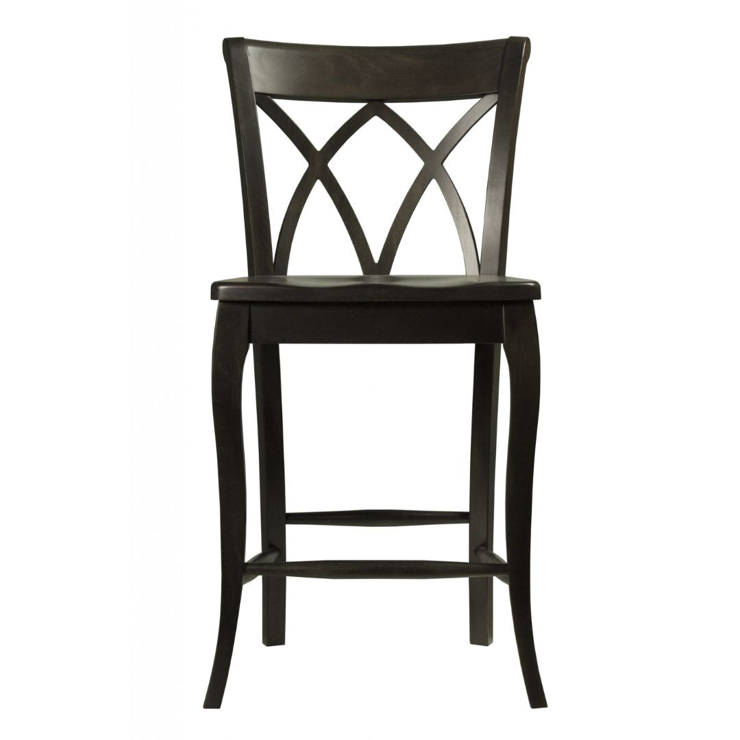 Double X Back Solid Wood Counter Stool