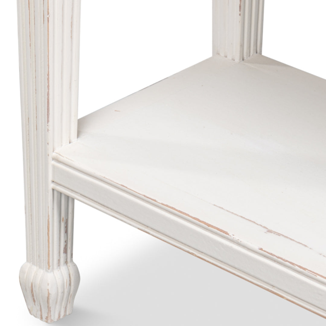 White Ribbed Transitional Console Table