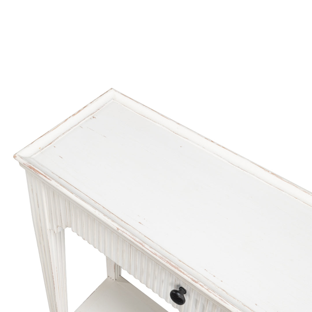 White Ribbed Transitional Console Table