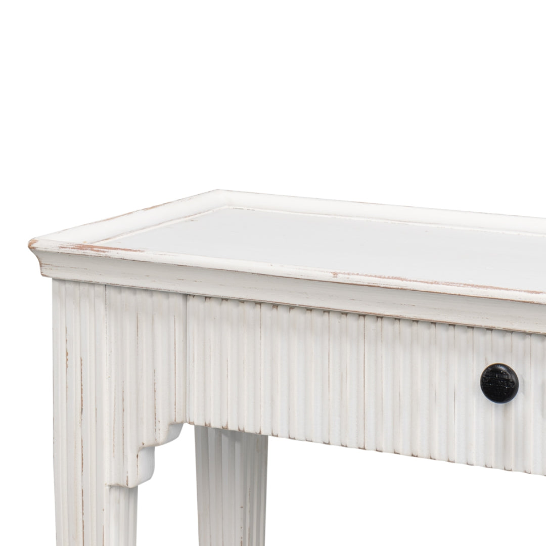 White Ribbed Transitional Console Table