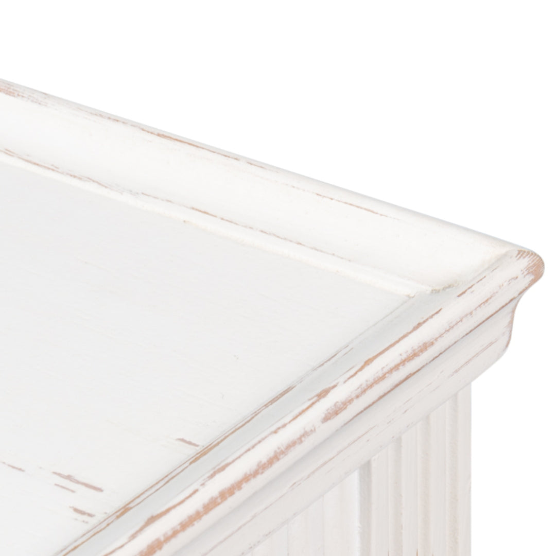 White Ribbed Transitional Console Table