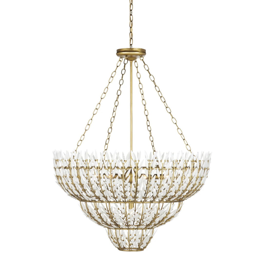 Stems Brass White Chandelier