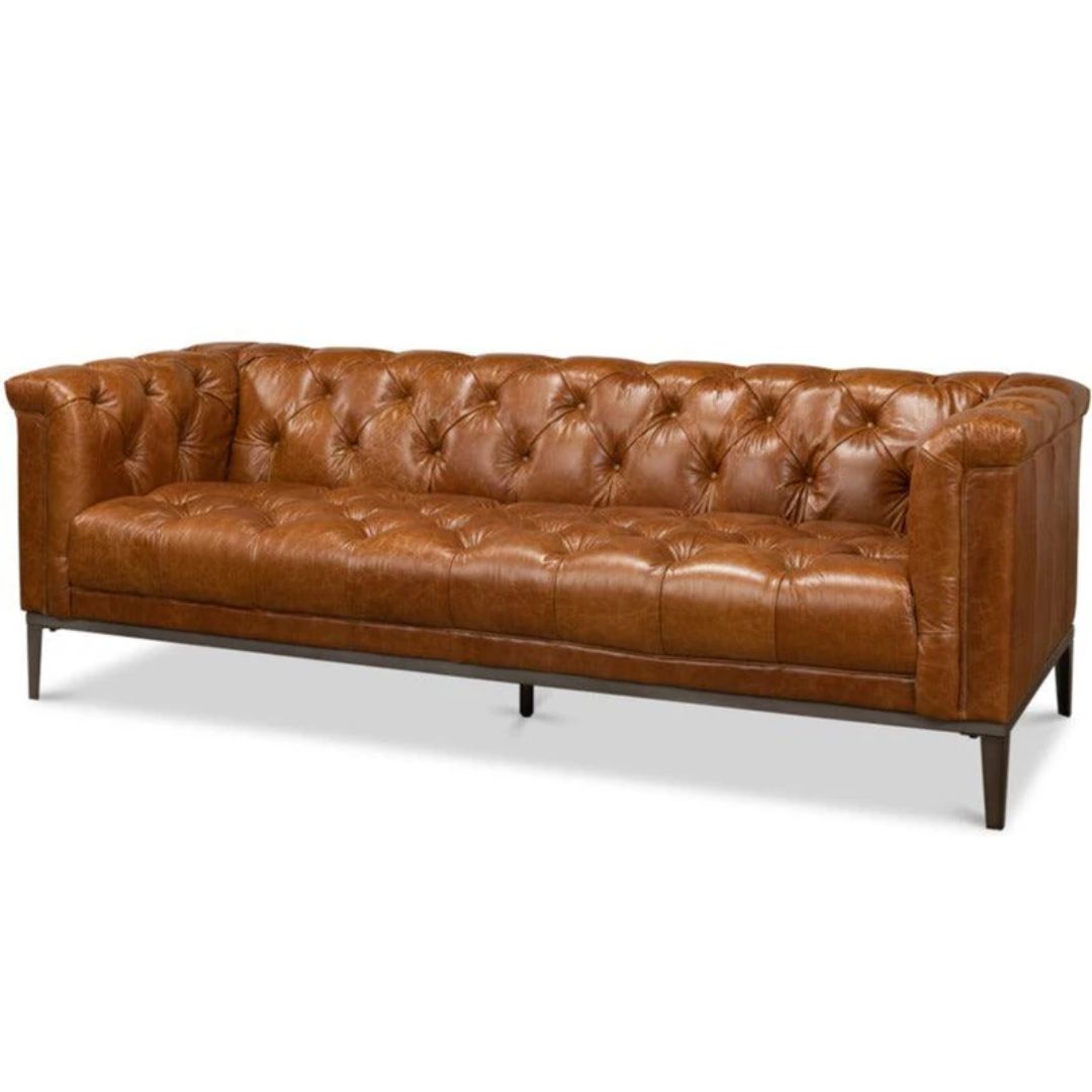 Top Grain Tufted Leather Sofa