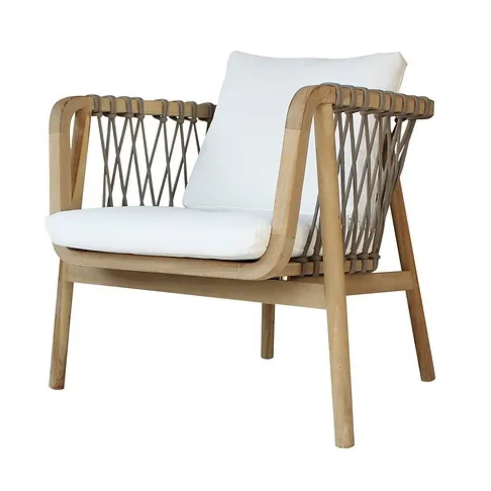 Teak Rope Tied Wood Accent Chair