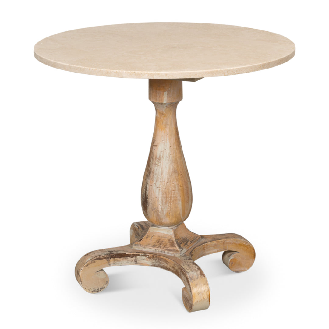 Top Travertine Round Bistro Table 