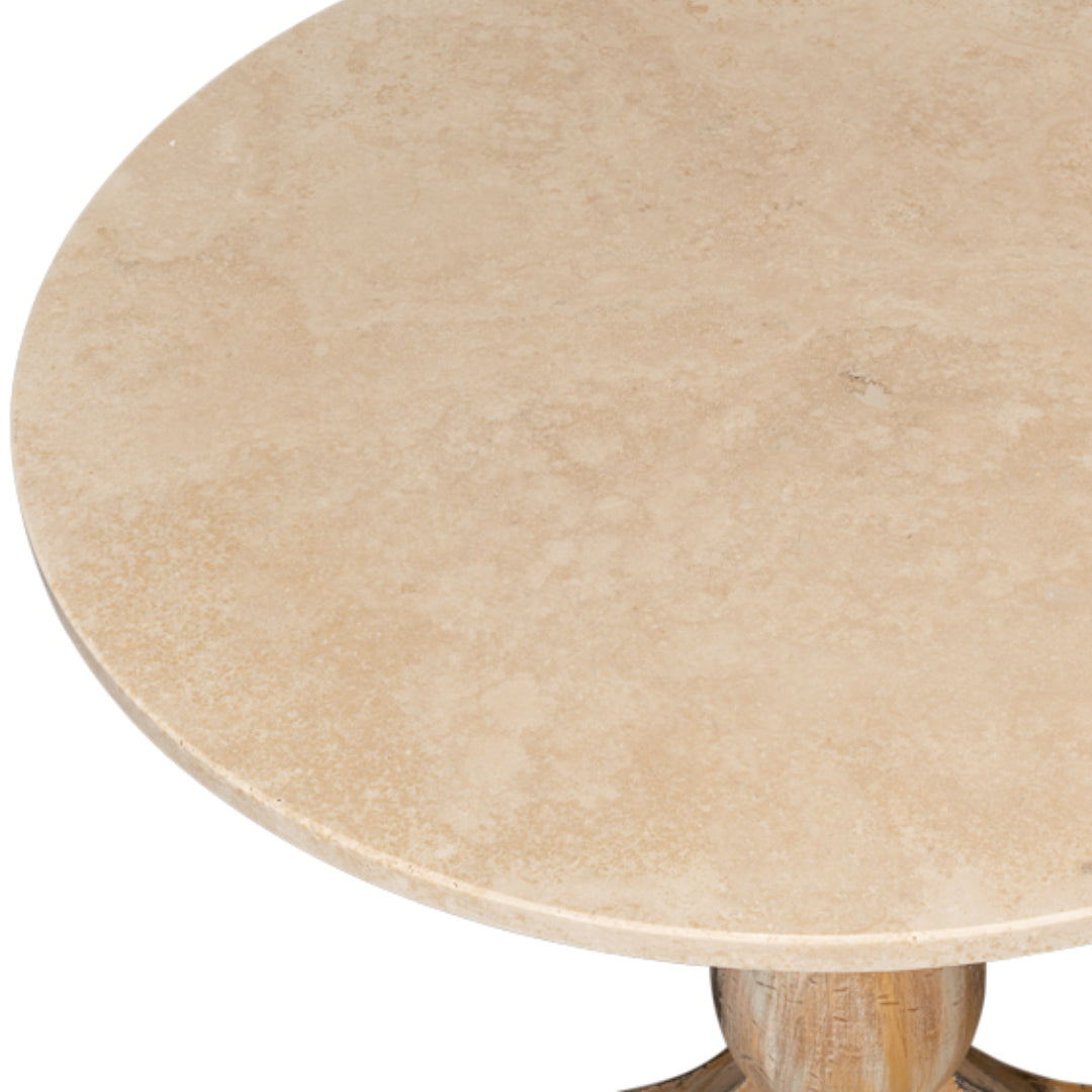 Top Travertine Round Bistro Table 