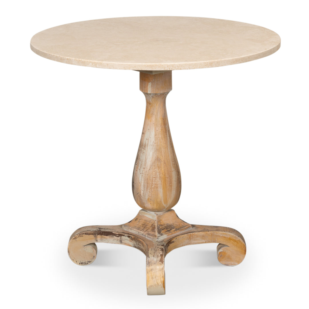 Top Travertine Round Bistro Table 