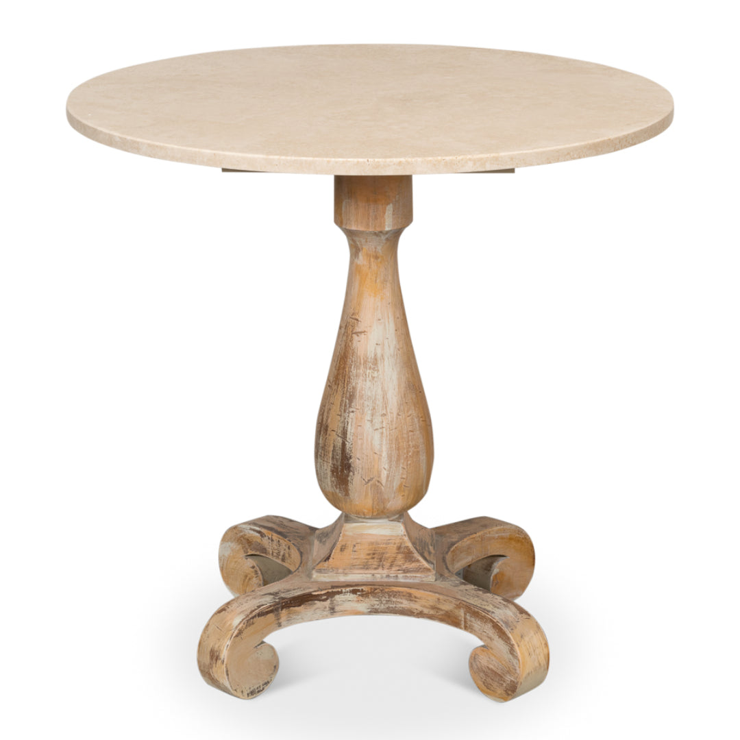 Top Travertine Round Bistro Table 