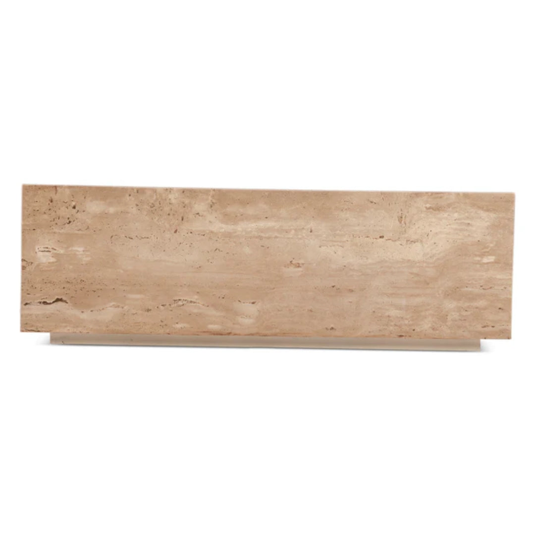 Travertine Stone Rectangular Drum Coffee Table