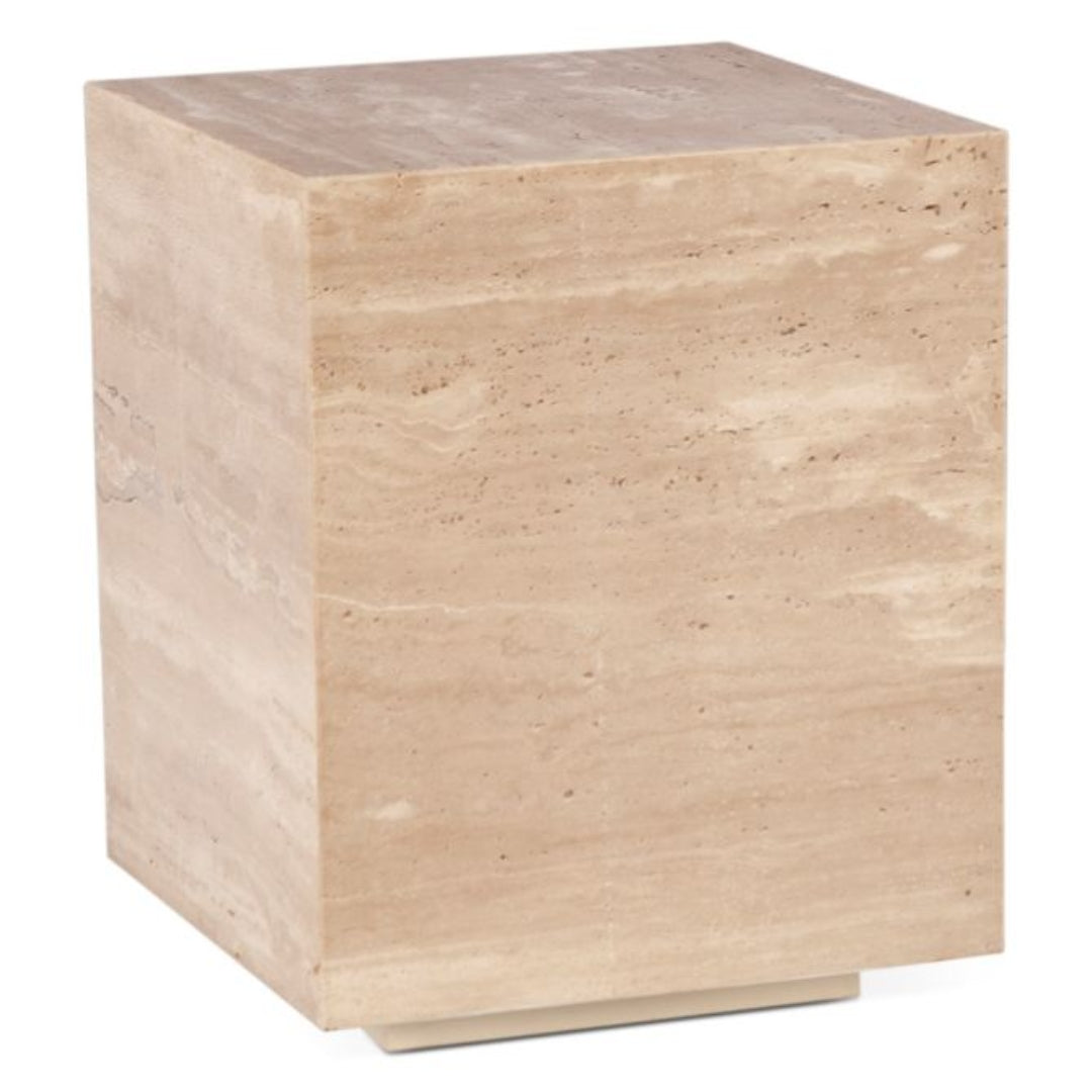 Travertine Stone Drum Accent Table