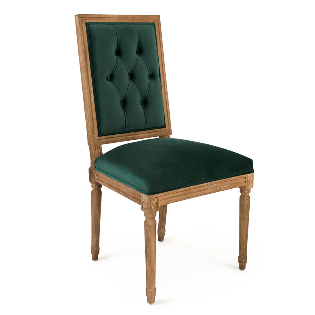 Tufted Green Velvet Side Chair