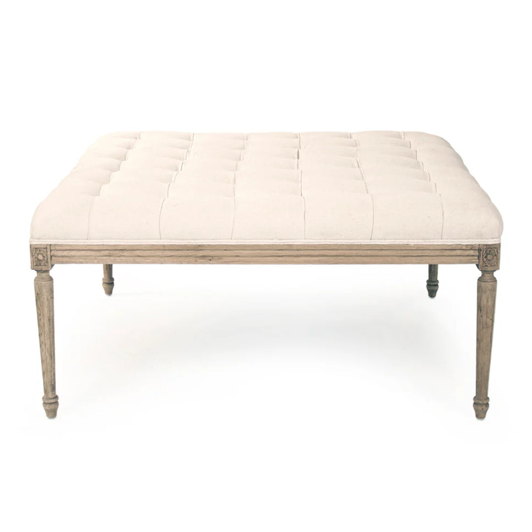 Shabby Chic Tufted Off-White Ottoman