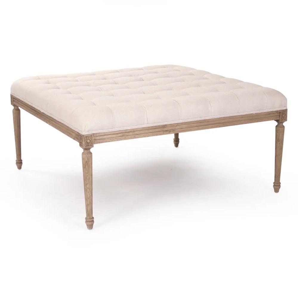 Shabby Chic Tufted Off-White Ottoman