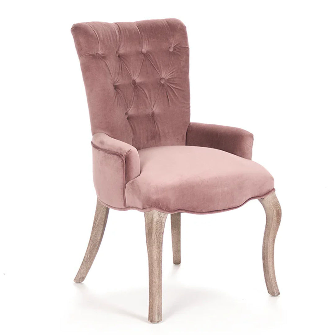 Tufted Pink Velvet Dining Chair