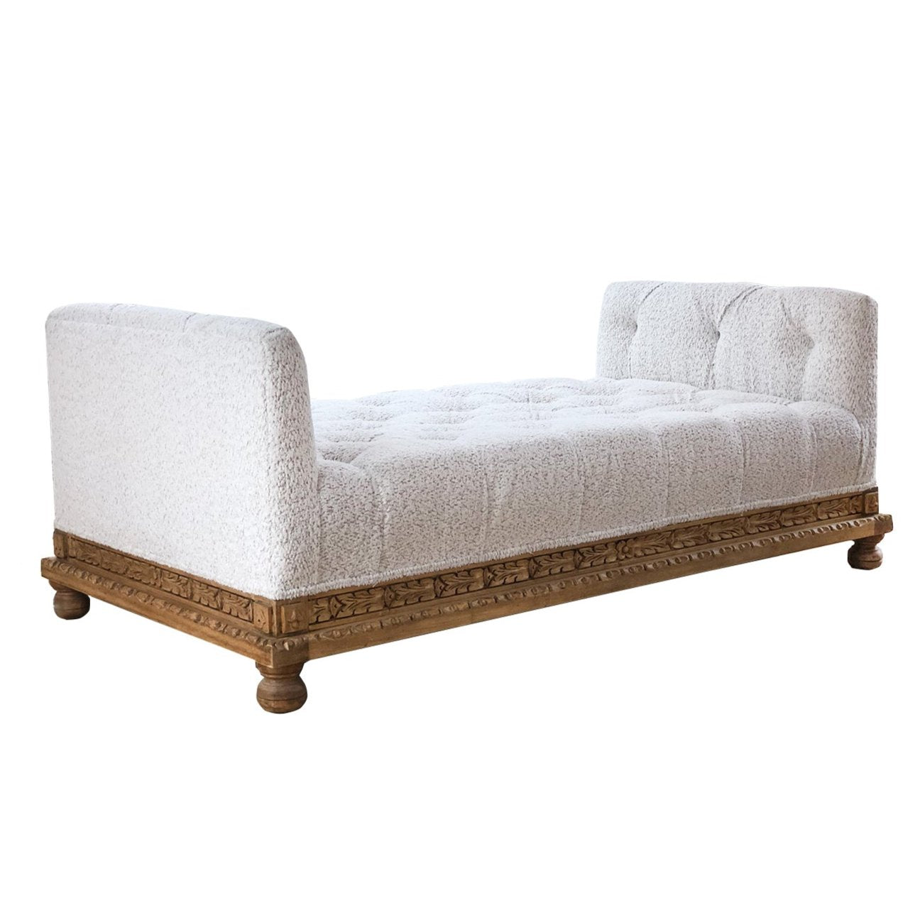 Wood Platform Chaise Tufted Sofa