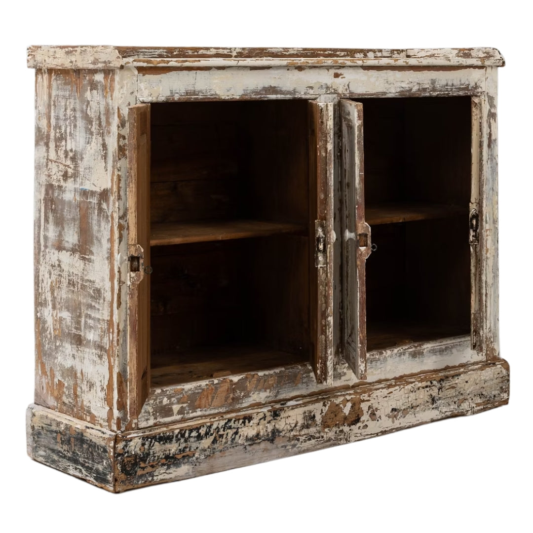 French Distressed Door Cabinet, Circa 1870