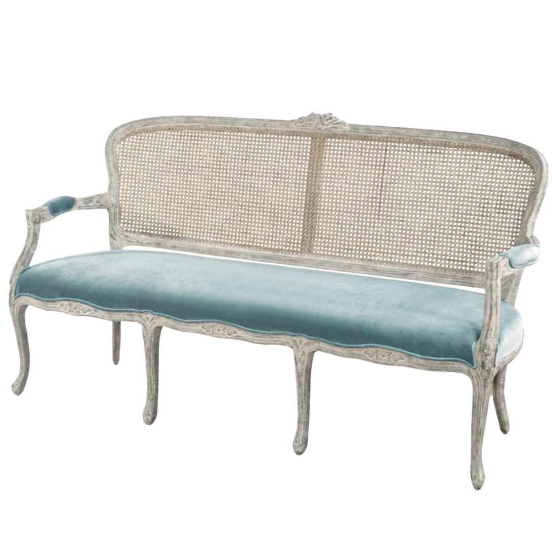 Antoinette French Blue Settee Bench