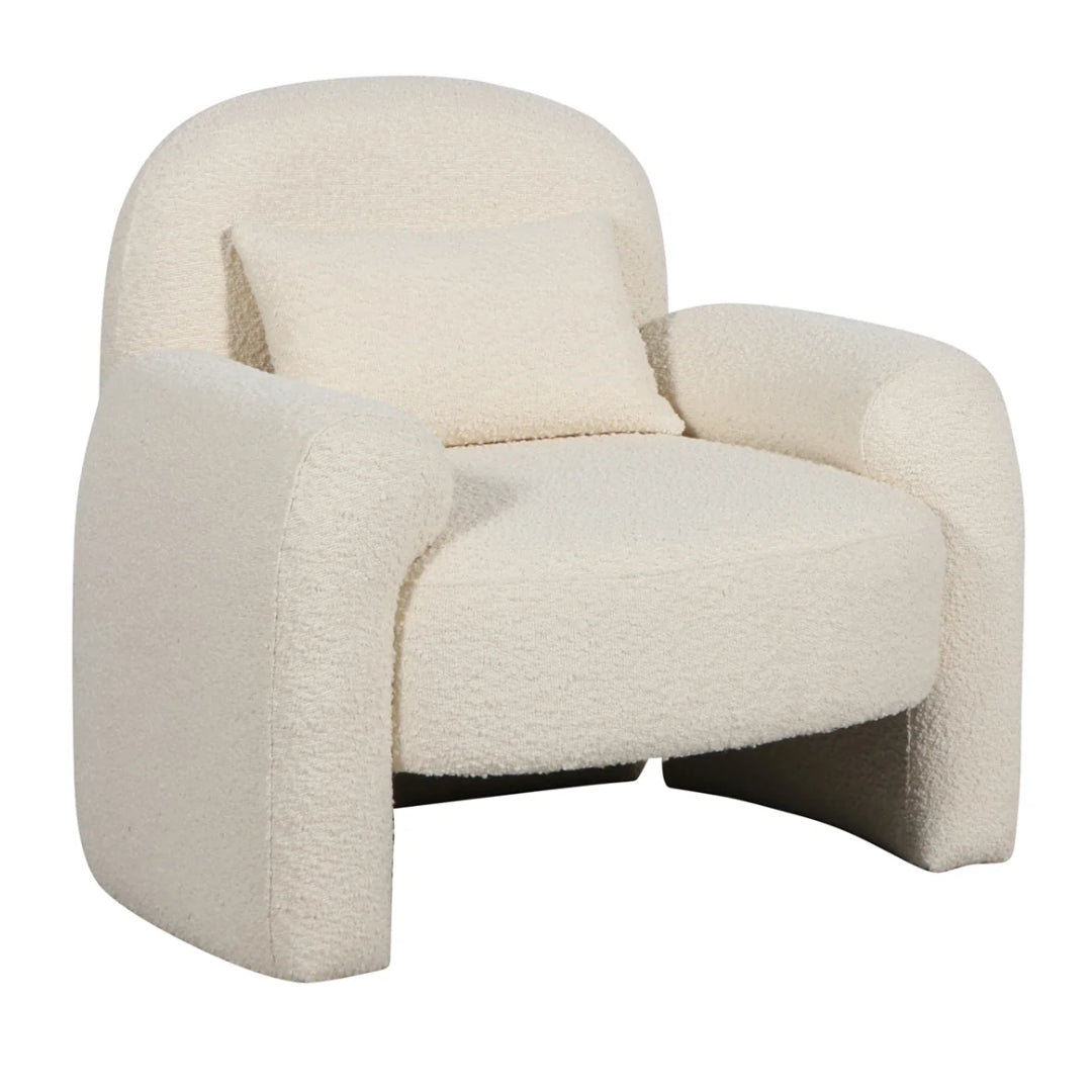 Upholstered White Linen Accent Chair