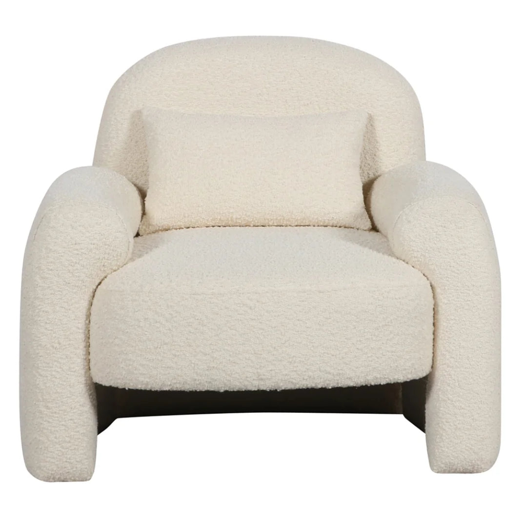 Upholstered White Linen Accent Chair